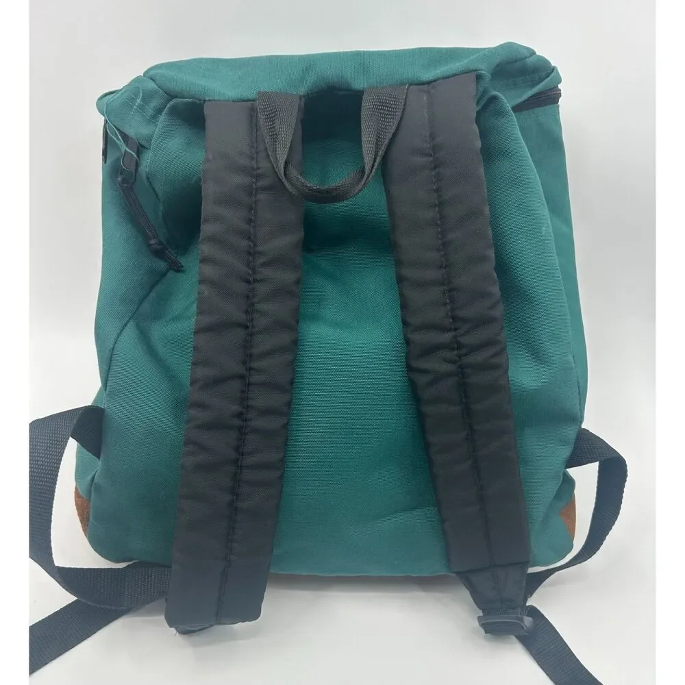 Vintage Eastpak Suede Leather Bottom 0835 Green Backpack Tribal Western Bookbag